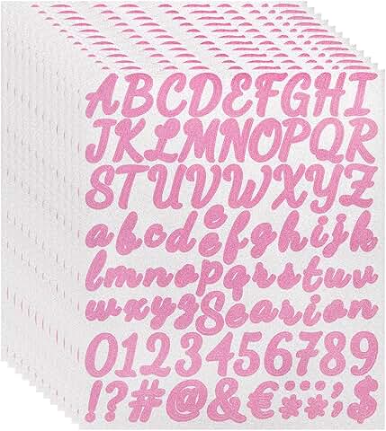 Pink glitter letter and number sticker set for crafts