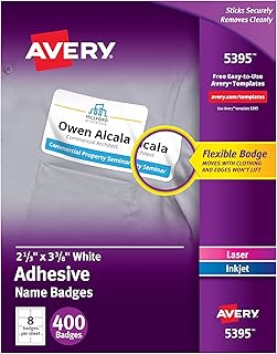 Flexible Matte White Printable Name Tags, 400 Badges