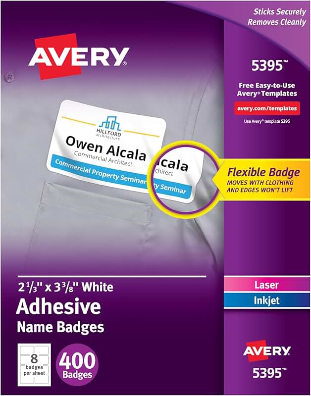 Flexible Matte White Printable Name Tags, 400 Badges