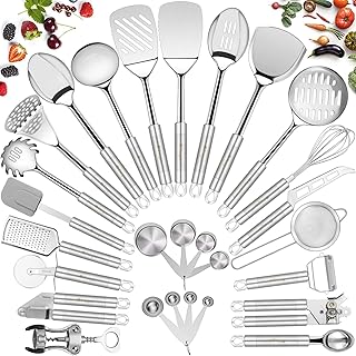 28-Piece Stainless Steel Kitchen Utensil Set with Spatula