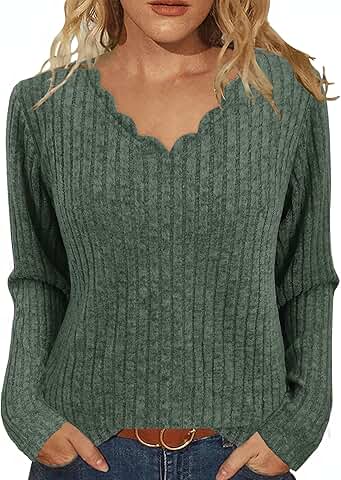 Casual Women's Long Sleeve V-Neck Lightweight Sweater