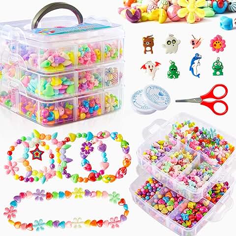 Kids Beads Craft Kit with Scissors and Accessories