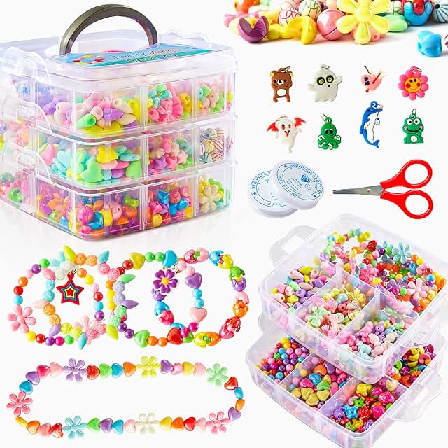 Kids Beads Craft Kit with Scissors and Accessories