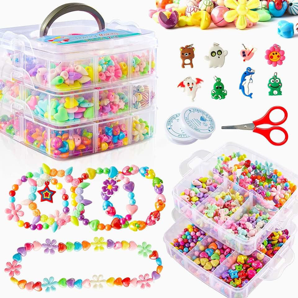 Kids Beads Craft Kit with Scissors and Accessories