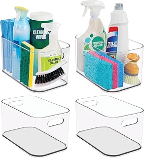 Set of 4 Clear 10x6 Inch Pantry Organizer Bins