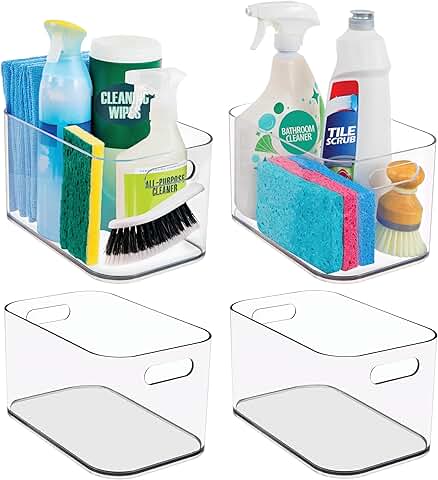 Set of 4 Clear 10x6 Inch Pantry Organizer Bins