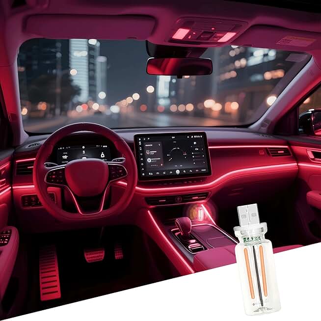 Red USB LED Car Night Light with Touch Control