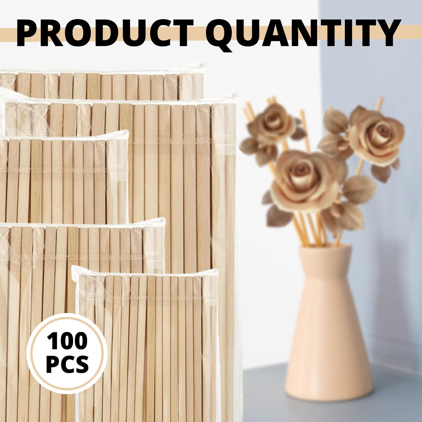 Assorted Wooden Dowel Rods Set 100 pcs 6 Inch