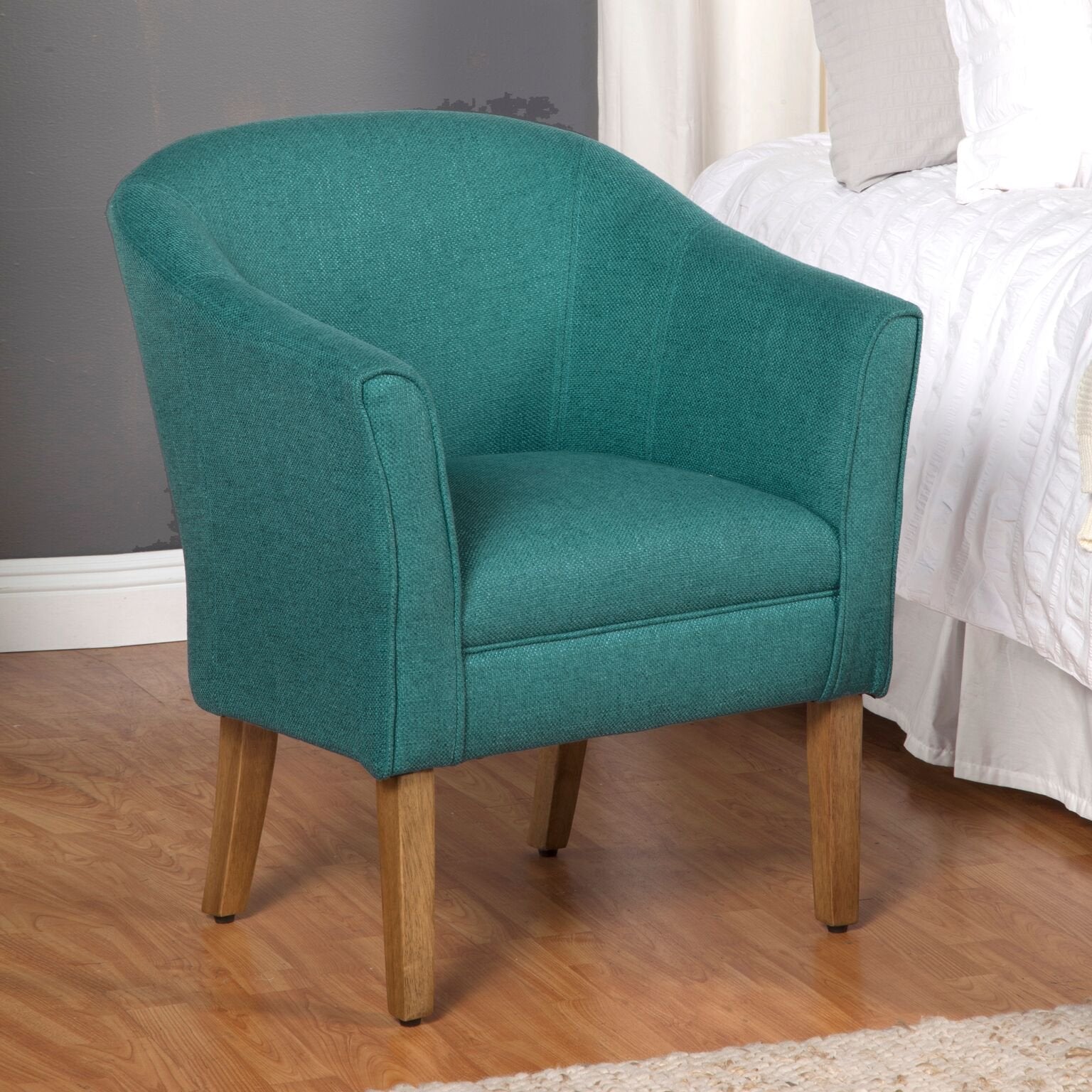 Barrel Shaped Accent Chair, Teal