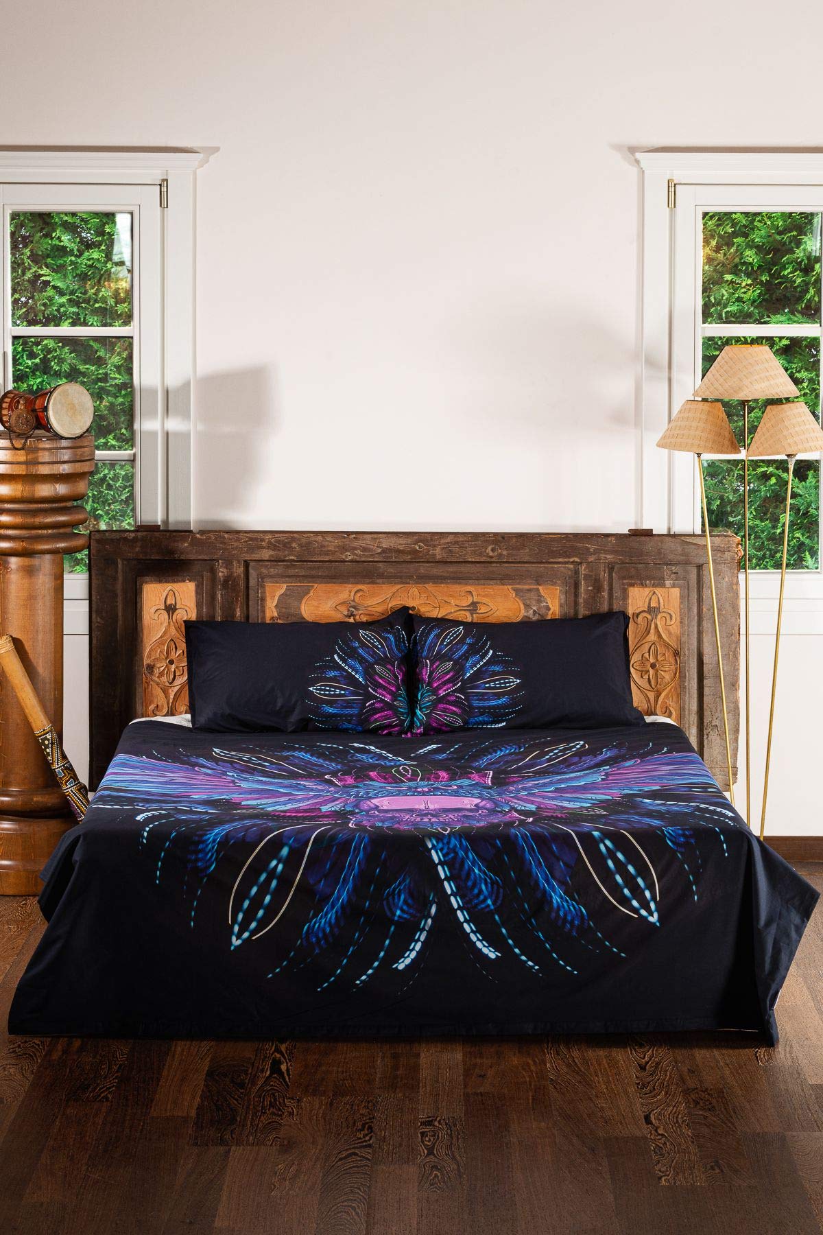 The Wings 100% Cotton Owl and Skull Themed Duvet Cover Set, Full/Queen Size Bedding Set, Duvet Cover and 2 Pillowcases, 3 Pieces)