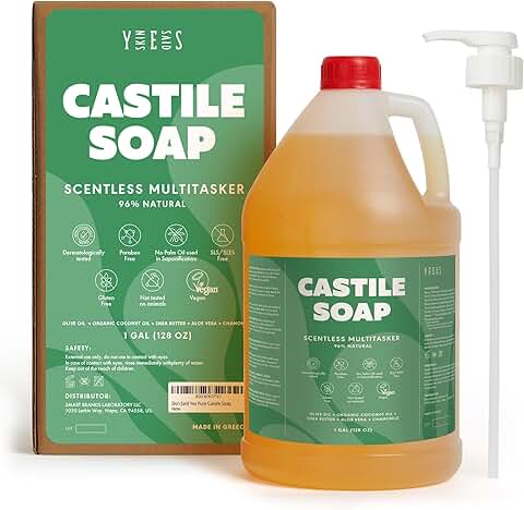 Unscented Organic Castile Soap, 1 Gallon, Vegan, Made in Greece