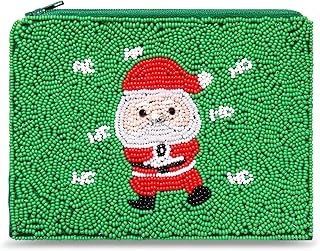 Beaded Santa Coin Purse for Women Holiday Gift