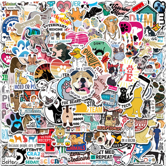 150 Funny Veterinary Stickers for Water Bottles and Laptops