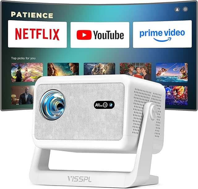 Portable 4K Smart Projector with WiFi, Bluetooth, and Stand