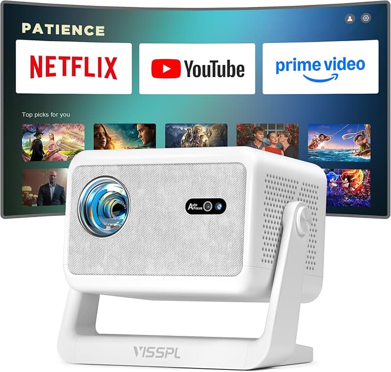 Portable 4K Smart Projector with WiFi, Bluetooth, and Stand