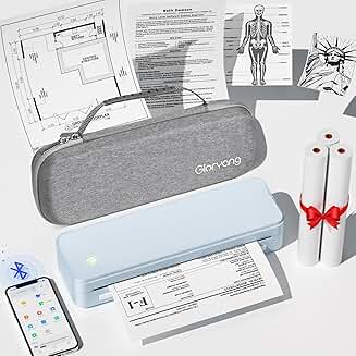 Portable wireless thermal printer with case and paper