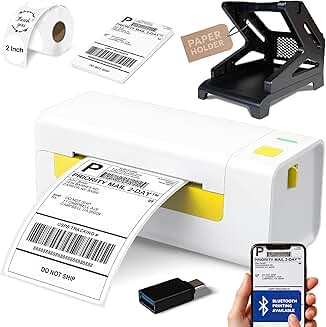Wireless thermal label printer with paper holder and stickers