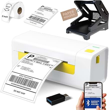 Wireless thermal label printer with paper holder and stickers