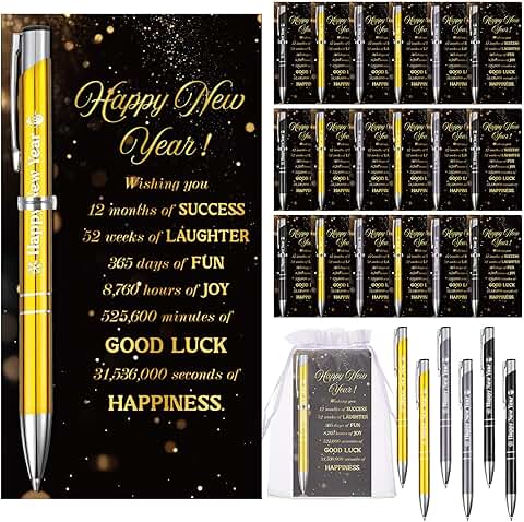 Happy New Year Gift Set with Pens Cards and Bag
