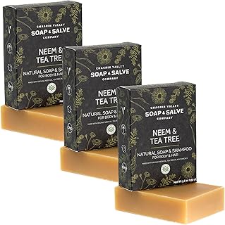 Organic Neem and Tea Tree Soap and Shampoo Bar, 3 Pack
