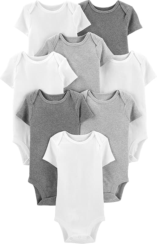 8-Pack Short-Sleeve Baby Bodysuits