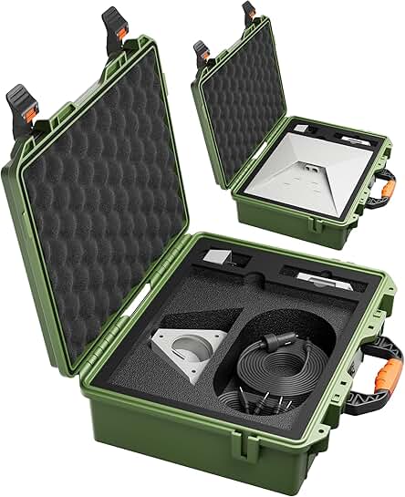 Green Waterproof Travel Case for Mini Starlink with Foam Insert