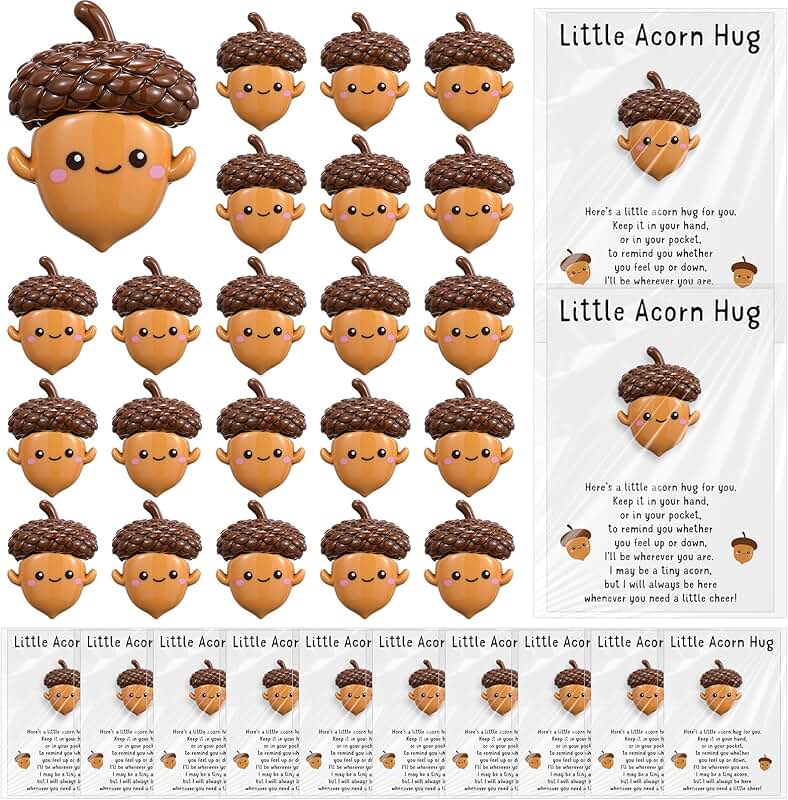 50 Sets Pocket Hug Thanksgiving Party Favors with Acorn Cards