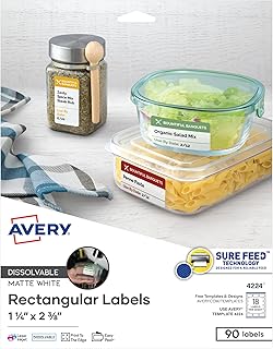 White Dissolvable Rectangle Labels, 1-1/4" x 2-3/8", 90 Pack