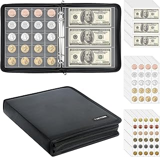 Coin Collection Book with 520 Pockets and 36 Sleeves