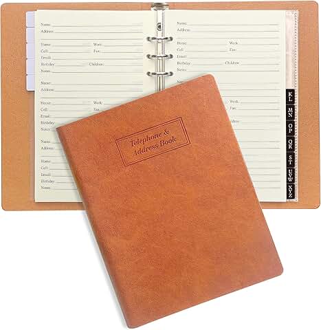 Refillable Address Book with Tabs and Pockets