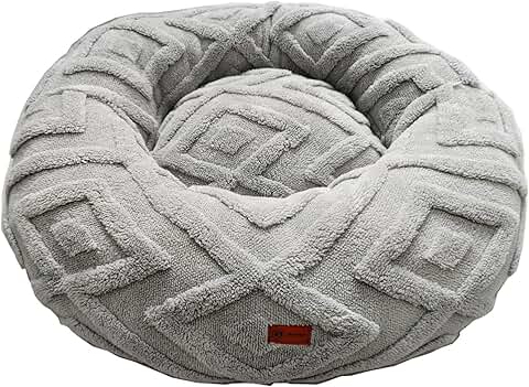 Soft Washable Round Dog and Cat Bed with Non-Slip Bottom