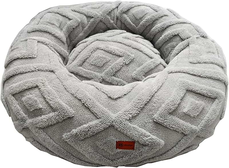 Soft Washable Round Dog and Cat Bed with Non-Slip Bottom