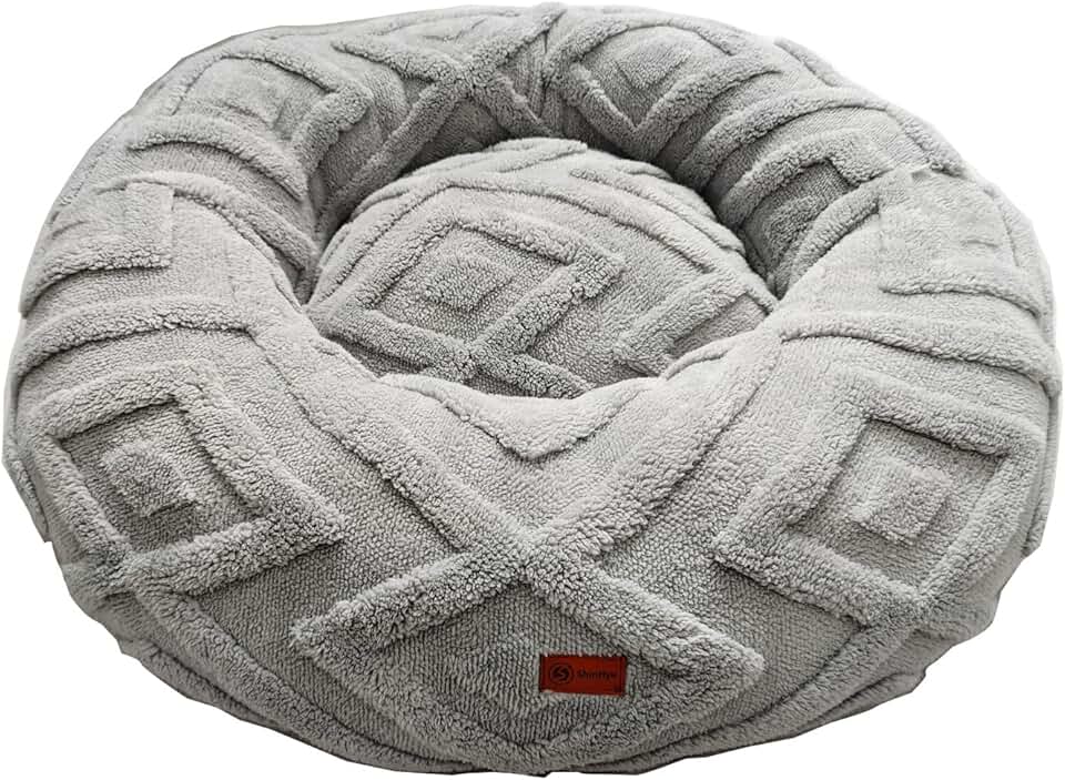 Soft Washable Round Dog and Cat Bed with Non-Slip Bottom