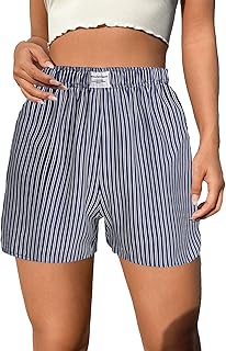 Women's Summer Casual Striped Elastic Waist Shorts