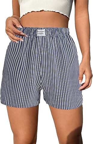 Women's Summer Casual Striped Elastic Waist Shorts