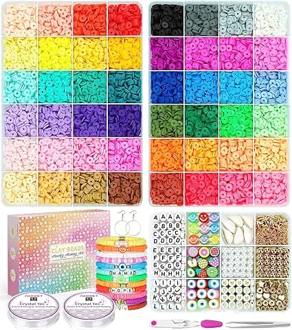 Bracelet Making Kit with 12,000 Clay Beads and Supplies