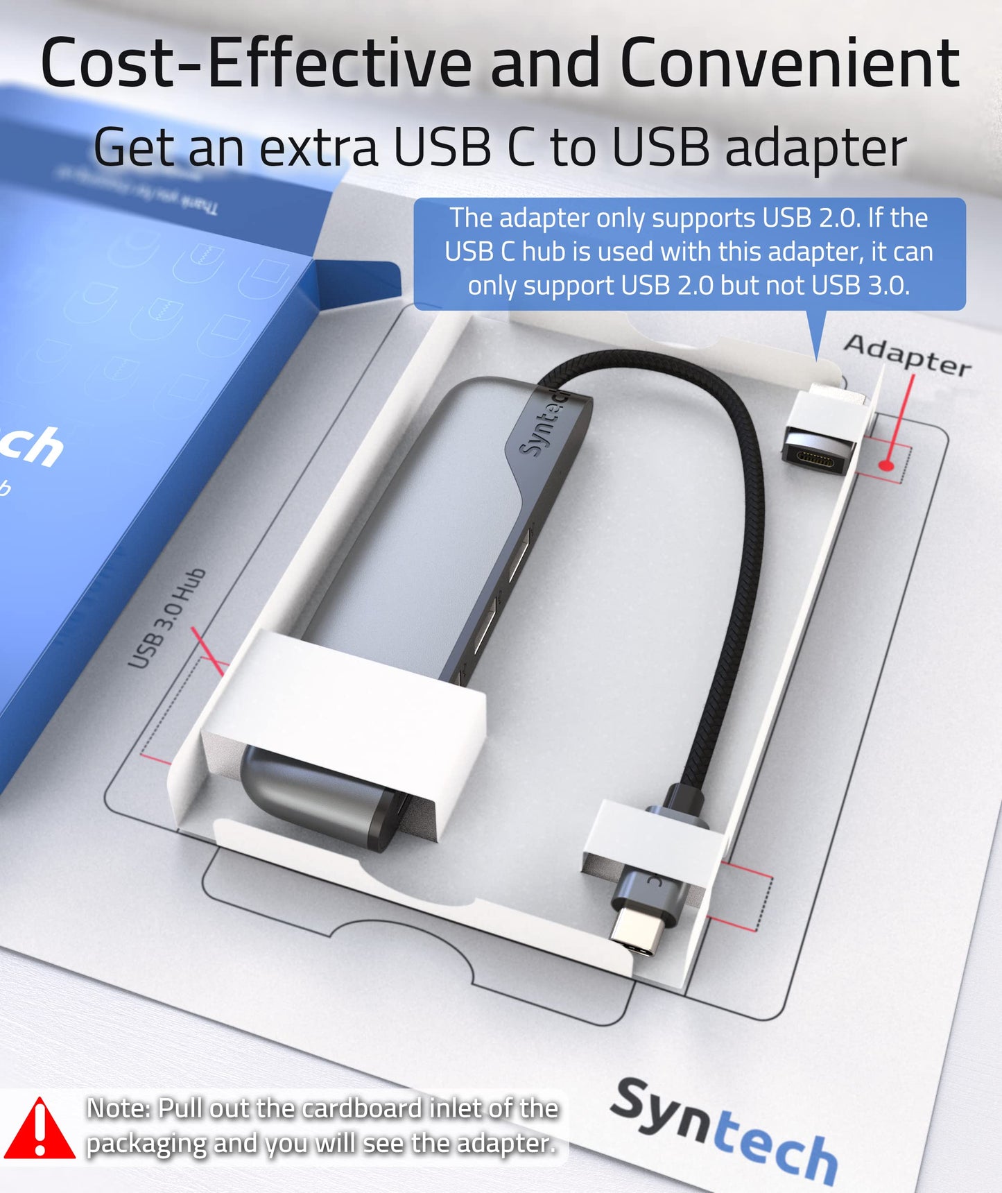 USB C to USB Hub 4 Ports, Type C to USB 3.0 Hub with a USB C to USB Adapter (USB 2.0), Thunderbolt 3 to USB Hub Compatible with Thunderbolt 4 MacBook Pro, iPad Pro, iMac, Surface
