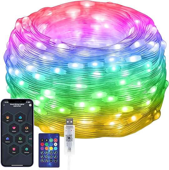 RGB LED Fairy Lights with Remote, 33FT Waterproof Indoor and Outdoor