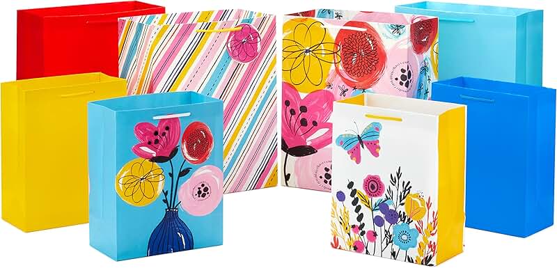 Assorted All Occasion Gift Bags, 8 Pack
