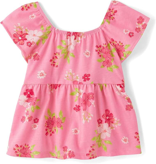 Baby Girl and Toddler Short Sleeve Flutter Shirt