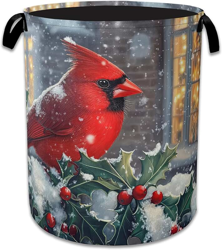 Red Cardinal Laundry Basket, Collapsible Oxford Cloth Storage