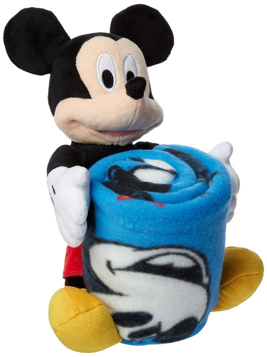 The Clic Mickey Mouse Character Pillow and Fleece Throw Blanket Set, 40" x 50"