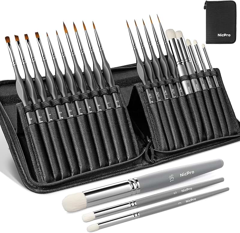 20-Piece Miniature Paint Brush Set with Nylon Case