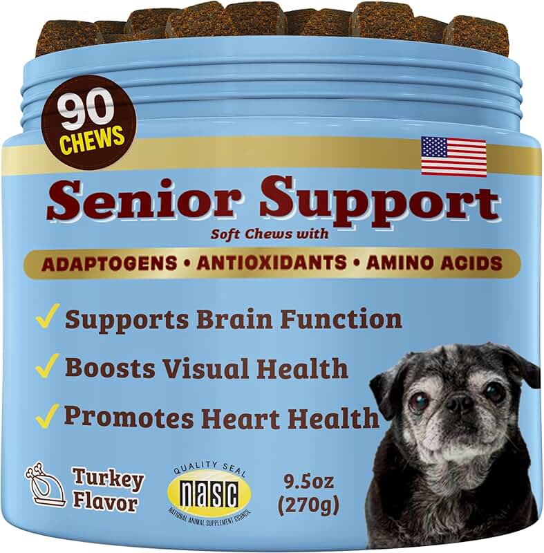 Senior Dog Vitamins for Brain, Heart, and Eye Health