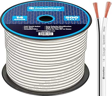 14 Gauge White Speaker Wire Cable, 500ft