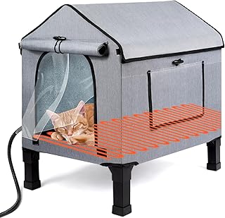 Outdoor Heated Cat House with Thermostatic Pad