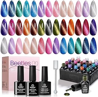 20-Color Cat Eye Gel Nail Polish Set with Glitter and Matte Finishes