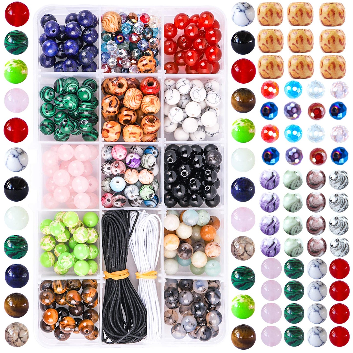 Mixed Stone Beads Jewelry Making Kit with Crystal and Wooden Beads