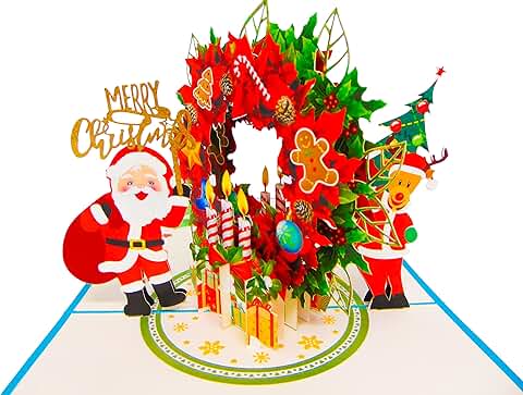 Christmas 3D Pop Up Card with Santa, Reindeer, and Gifts