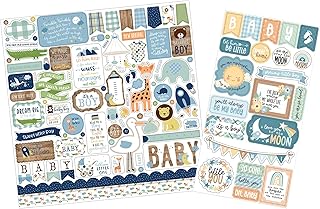 Baby Scrapbook Stickers with Animals and Blue Colors